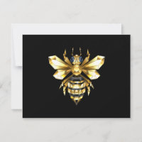 Imitate Gold Foil Logo Bee Polygonal auf Schwarz