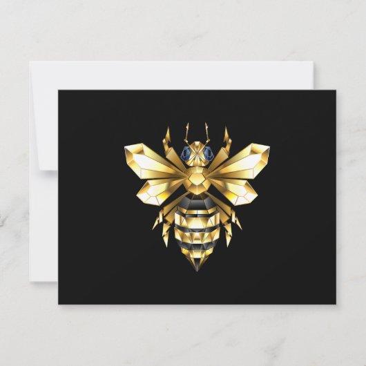 Imitate Gold Foil Logo Bee Polygonal auf Schwarz Save The Date (Vorderseite)