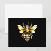 Imitate Gold Foil Logo Bee Polygonal auf Schwarz Save The Date (Vorne/Hinten)