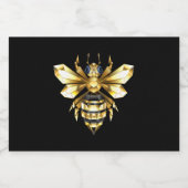 Imitate Gold Foil Logo Bee Polygonal auf Schwarz Schaumweinetikett (Einzelnes Label)