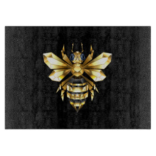 Imitate Gold Foil Logo Bee Polygonal auf Schwarz Schneidebrett