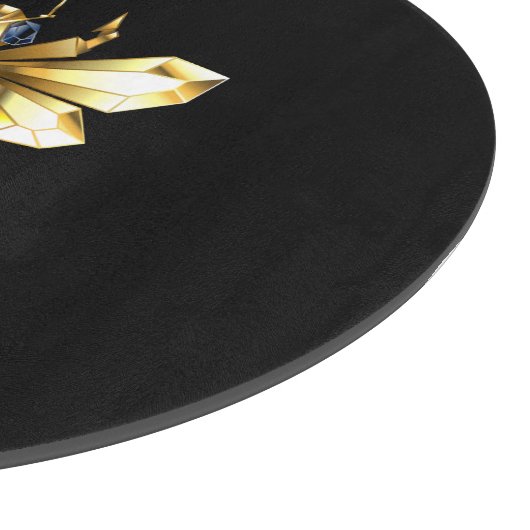 Imitate Gold Foil Logo Bee Polygonal auf Schwarz Schneidebrett (Ecke)