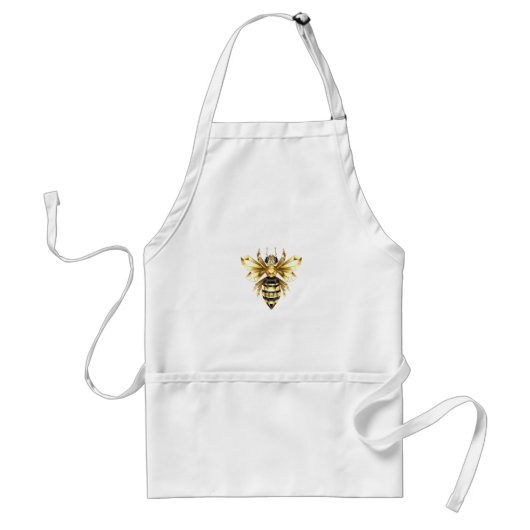 Imitate Gold Foil Logo Bee Polygonal auf Schwarz Schürze (Vorne)