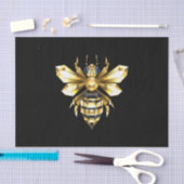 Imitate Gold Foil Logo Bee Polygonal auf Schwarz Seidenpapier (Handwerk)