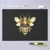Imitate Gold Foil Logo Bee Polygonal auf Schwarz Seidenpapier (Handwerk)