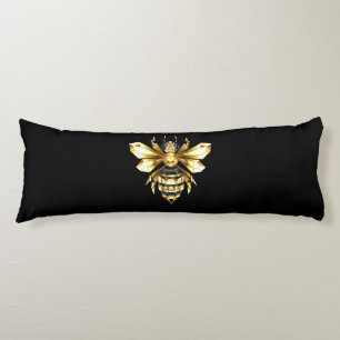 Imitate Gold Foil Logo Bee Polygonal auf Schwarz Seitenschläferkissen