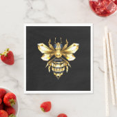 Imitate Gold Foil Logo Bee Polygonal auf Schwarz Serviette (Beispiel)