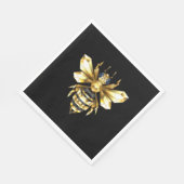Imitate Gold Foil Logo Bee Polygonal auf Schwarz Serviette (Ecke)