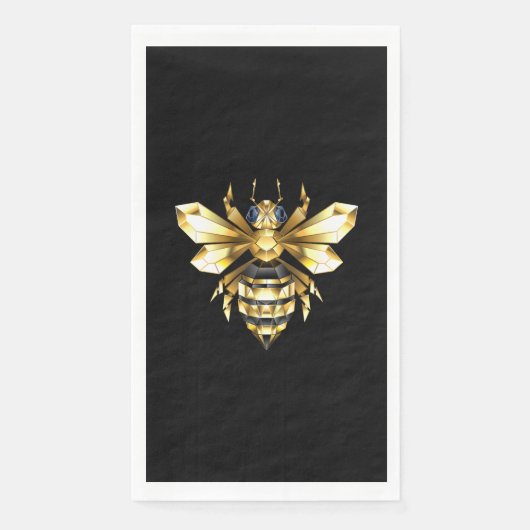 Imitate Gold Foil Logo Bee Polygonal auf Schwarz Serviette (Vorderseite)