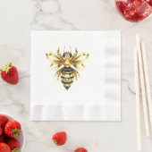 Imitate Gold Foil Logo Bee Polygonal auf Schwarz Serviette (Beispiel)
