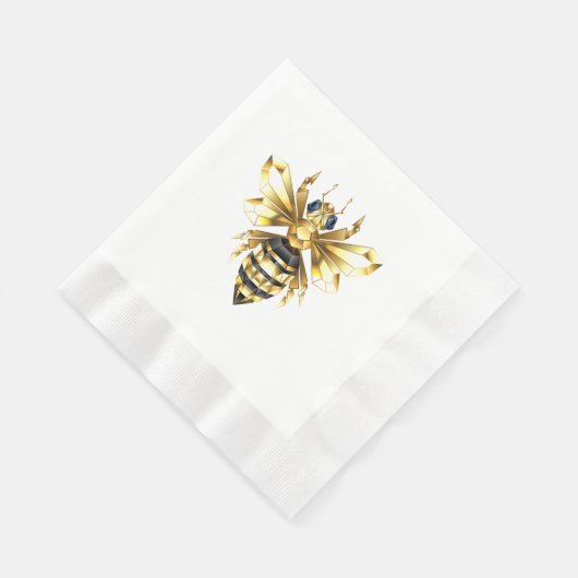 Imitate Gold Foil Logo Bee Polygonal auf Schwarz Serviette (Ecke)