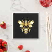 Imitate Gold Foil Logo Bee Polygonal auf Schwarz Serviette (Beispiel)