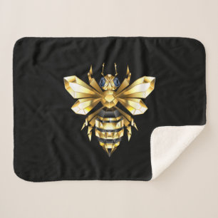 Imitate Gold Foil Logo Bee Polygonal auf Schwarz Sherpadecke