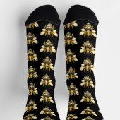 Imitate Gold Foil Logo Bee Polygonal auf Schwarz Socken (Oben)