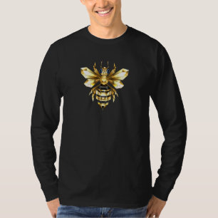 Imitate Gold Foil Logo Bee Polygonal auf Schwarz T-Shirt