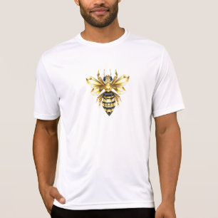 Imitate Gold Foil Logo Bee Polygonal auf Schwarz T-Shirt