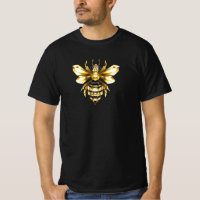Imitate Gold Foil Logo Bee Polygonal auf Schwarz