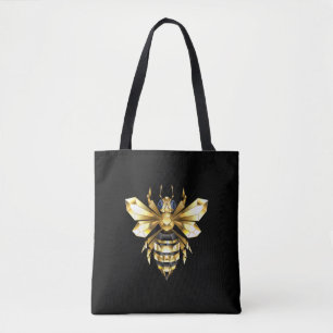 Imitate Gold Foil Logo Bee Polygonal auf Schwarz Tasche