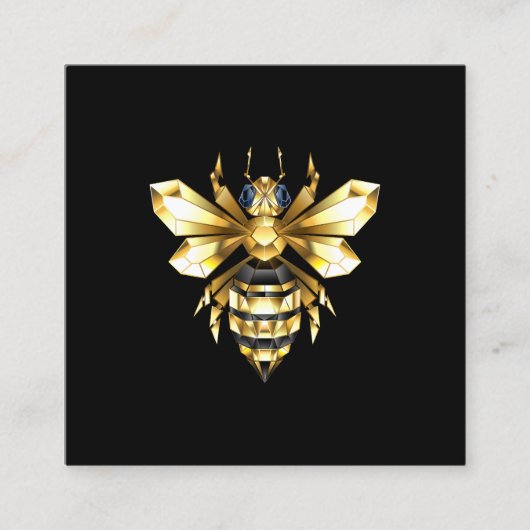 Imitate Gold Foil Logo Bee Polygonal auf Schwarz Telefonnummerkarte (Vorderseite)