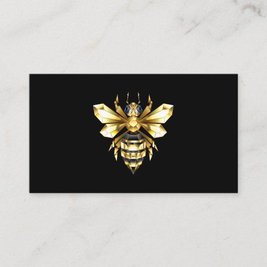 Imitate Gold Foil Logo Bee Polygonal auf Schwarz Terminkarte (Vorderseite)