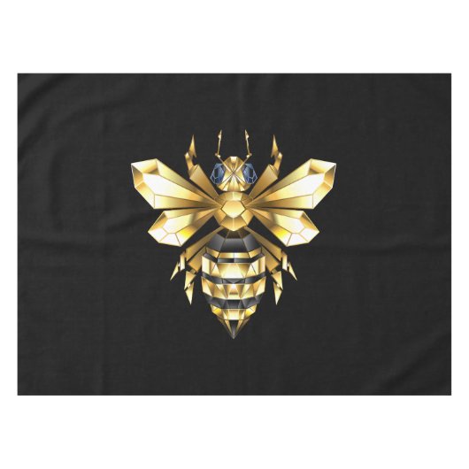 Imitate Gold Foil Logo Bee Polygonal auf Schwarz Tischdecke (Vorderseite (Horizontal))