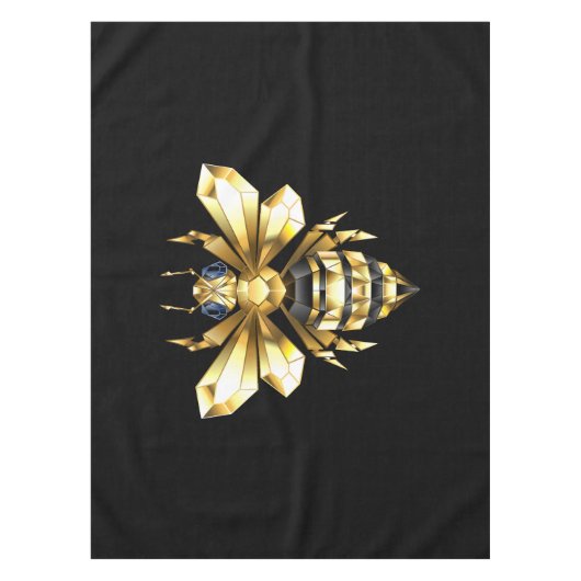 Imitate Gold Foil Logo Bee Polygonal auf Schwarz Tischdecke (Vorderseite)