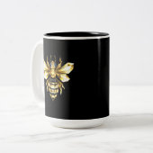 Imitate Gold Foil Logo Bee Polygonal auf Schwarz Zweifarbige Tasse (Vorderseite Links)