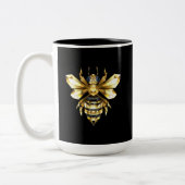 Imitate Gold Foil Logo Bee Polygonal auf Schwarz Zweifarbige Tasse (Links)