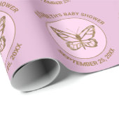Imitate Gold Foil Look Butterfly - Lila Babydusche Geschenkpapier (Rolleneckpunkt)