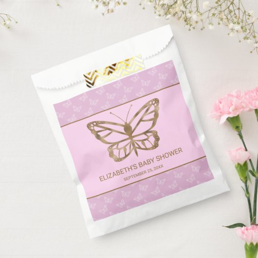 Imitate Gold Foil Look Butterfly - Lila Babydusche Geschenktütchen (Versiegelt)