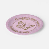 Imitate Gold Foil Look Butterfly - Lila Babydusche Pappteller (Schrägansicht)
