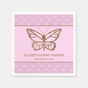 Imitate Gold Foil Look Butterfly - Lila Babydusche Serviette