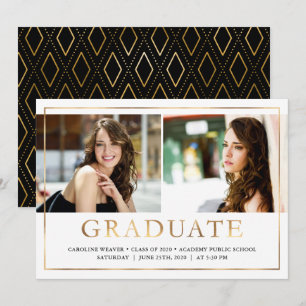 Imitate Gold Foil Look Foto Abschluss Open House Ankündigung