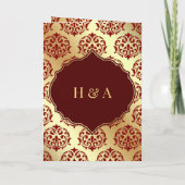 Imitate Gold Foil Maroon Red Damask Muslime Hochze Einladung (Rückseite)