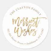 Imitate Gold Foil Merriest Rücksendeadresse Runder Aufkleber (Vorderseite)