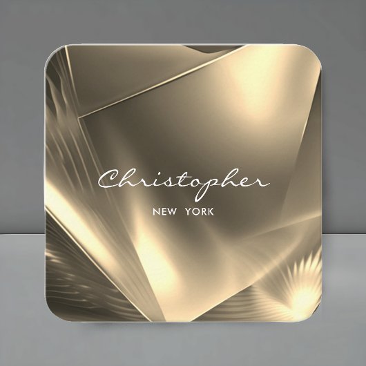 Imitate Gold Foil Minimal QR Code & Social Media Quadratische Visitenkarte