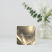 Imitate Gold Foil Minimal QR Code & Social Media Quadratische Visitenkarte (Stehend Vorderseite)
