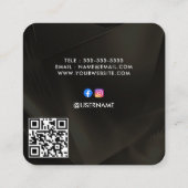 Imitate Gold Foil Minimal QR Code & Social Media Quadratische Visitenkarte (Rückseite)