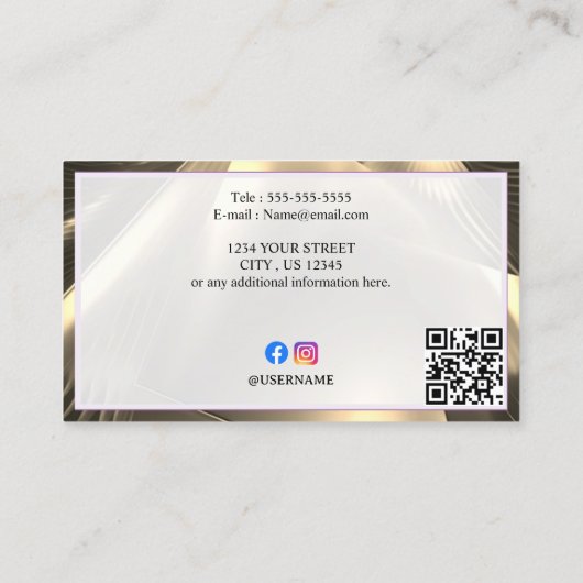 Imitate Gold Foil Minimal QR Code & Social Media Visitenkarte (Rückseite)