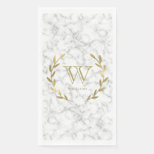 Imitate Gold Foil Monogram auf Marmortextur Serviette (Vorderseite)