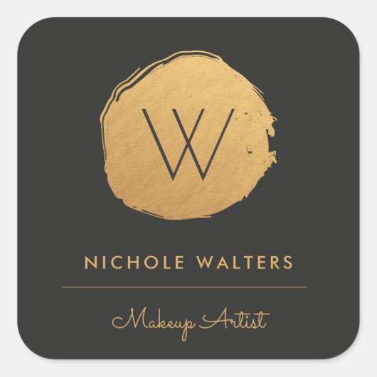 Imitate Gold Foil Monogram Business Sticker Labels (Vorderseite)