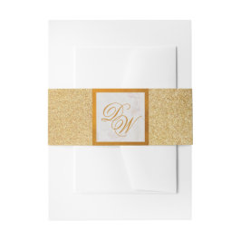 Imitate Gold Foil Monogram Marble Glitzer Elegant Einladungsbanderole