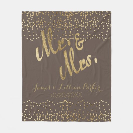 Imitate Gold Foil "Mr. & Mrs." Monogramm-Hochzeit Fleecedecke (Vorderseite)