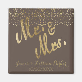Imitate Gold Foil "Mr. & Mrs." Monogramm-Hochzeit Magnet