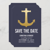 Imitate Gold Foil Nautical Anchor Save the Date (Vorne/Hinten)