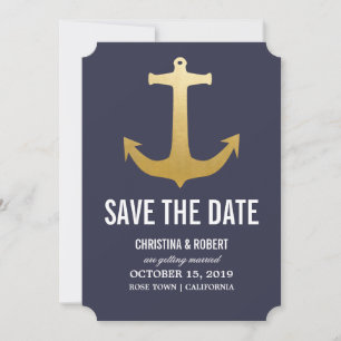 Imitate Gold Foil Nautical Anchor Save the Date