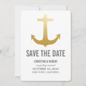 Imitate Gold Foil Nautical Anchor Save the Date Einladung (Vorderseite)