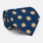 Imitate Gold Foil & Navy Blue Stars Muster Krawatte (Gerollt)