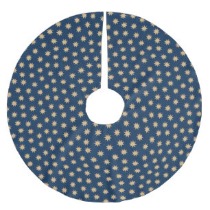 Imitate Gold Foil & Navy Blue Stars Muster Polyester Weihnachtsbaumdecke