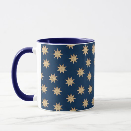 Imitate Gold Foil & Navy Blue Stars Muster Tasse (Links)